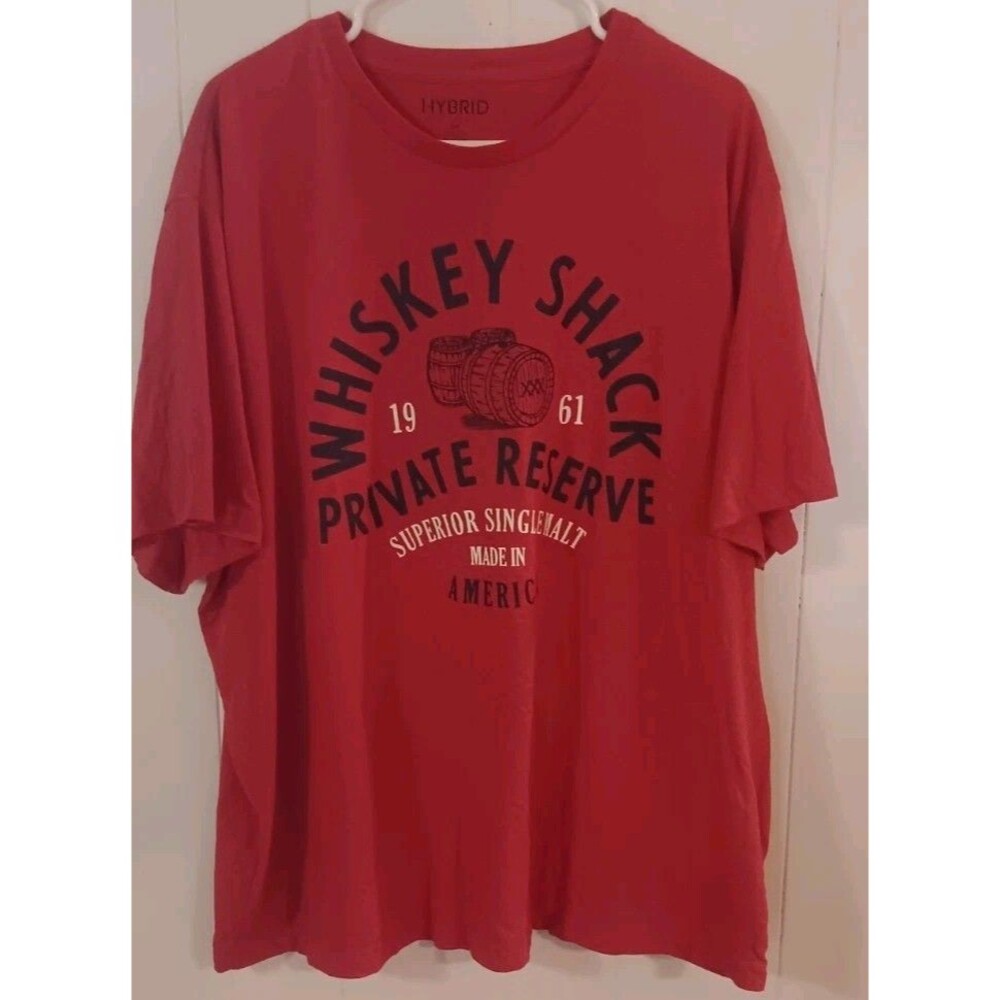 HYBRID 2XB T-Shirt Red Graphic "Whiskey Shack"  Men's 2XB